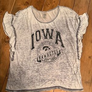 Iowa Hawkeyes Women's Ruffle Sleeve Top - Gray
